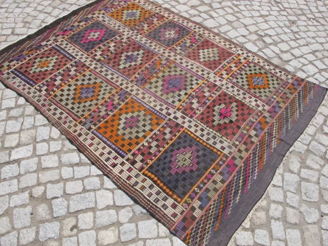 Alfombra turca antigua descolorida 4x6 hecha a mano alfombra de área tribal... 3