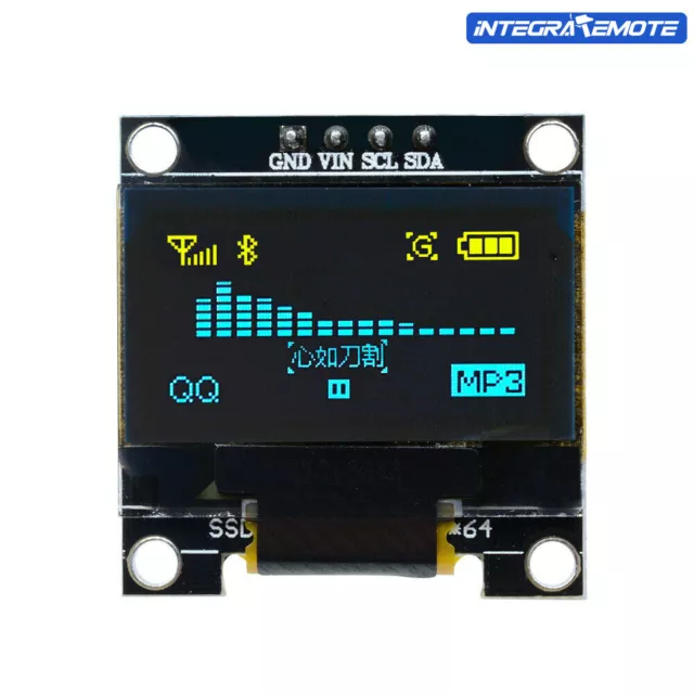 128 X64 OLED White/Yellow/Blue I2C IIC Serial LCD LED Display Module for Arduino