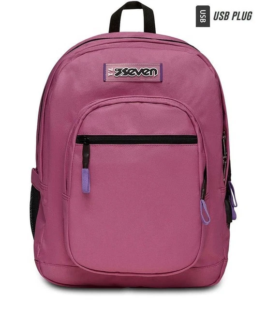 Zaino Scuola Seven Freethink - Viola/Blu, 34 Litri, Doppio Scomparto, Tasca PC, USB Plug, Per Medie E Superiori + Diario 12 Mesi