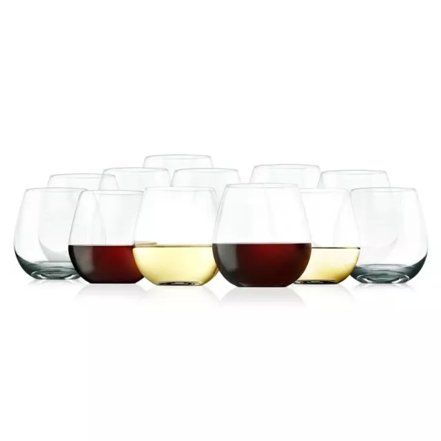 Nutrichef 12 Sets Crystal-Clear Stemless Wine Glass-Elegant Clear Wine Glasses