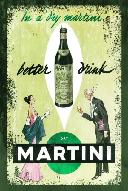 Dry Martini Wartime Vintage Werbung Retro-Stil Metallschild/Plakette Café Bar Pub