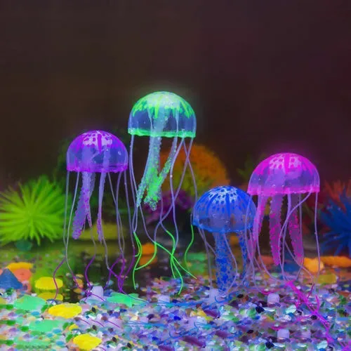 USA 4pack/set 6" Aquarium Jellyfish Glowing Effect Fish Tank Artificial Ornament