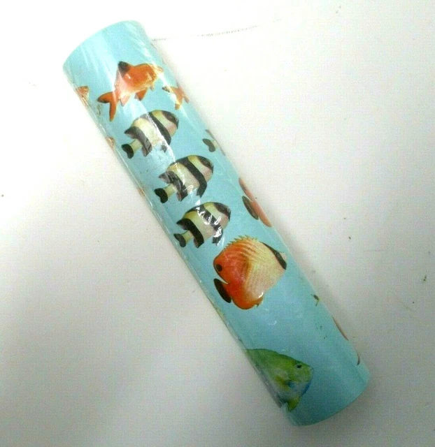 Papel pintado de pescado borde prepegado pecera tropical fondo azul 5 yardas