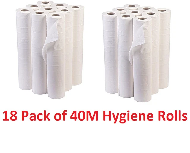 18 x Rollo de higiene 2 capas Mesa Cubierta Sofá 20" Rollos de papel Tela 40m Blanco