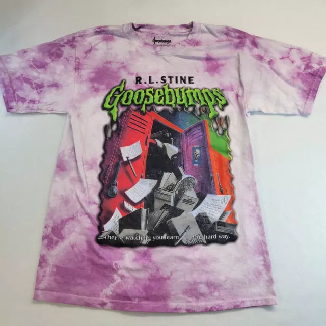 RL Stine Goosebumps T Shirt Men's Small Purple White Tie Dye Horror Story