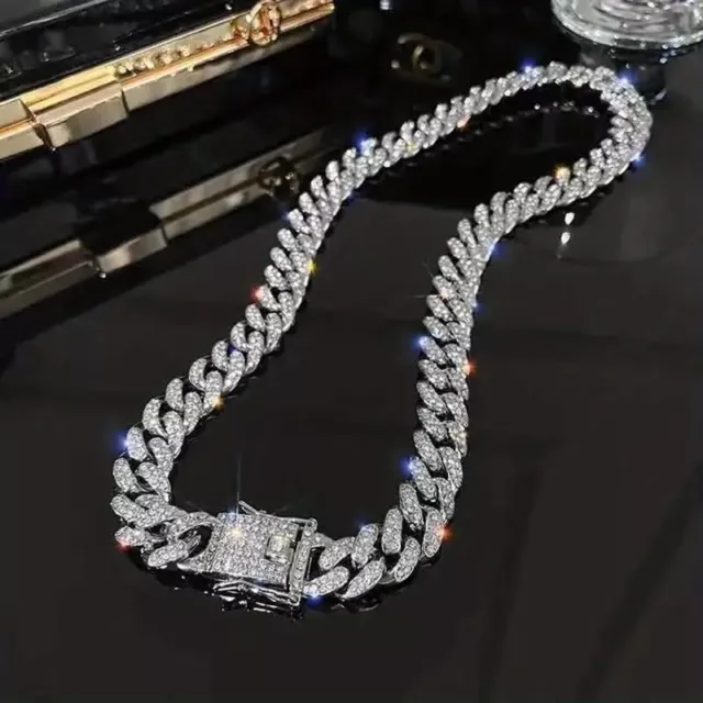 20in 13mm ICED OUT BLING SILVER STAINLESS NECKLACE CUBAN LINK NECKLACE
