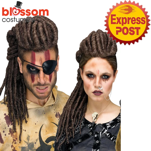 W982  Dread Mohawk 80's Street Punk Wig Hair Rainbow 1980s Costume Rock Gothic