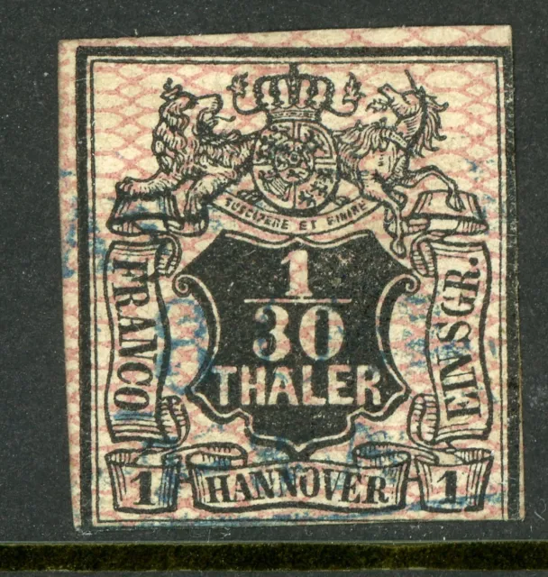 Germany 1856 Hanover 1/30 th Rose w/Network Scott # 12  VFU N443