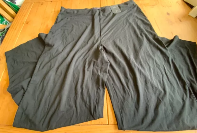 Ladies Black Wide Leg Jersey Trousers by M&S Size 20 Reg New with Tag Stretch