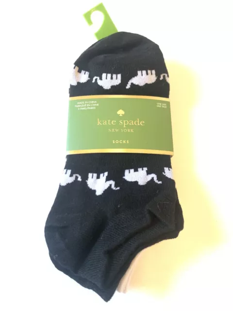 NWT Kate Spade New York Barre Black No Show Yoga Socks One Size Two Pairs