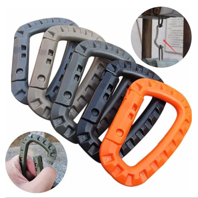 5pcs Mountaineering Buckle Snap Clip Plastic Hook Climbing Carabiner D Shapeic