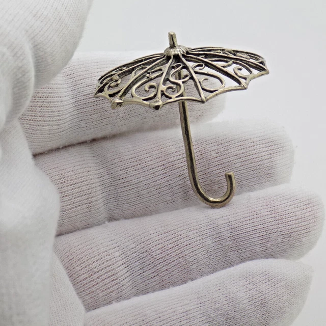Vintage Italian Handmade Genuine Silver Detailed Parasol Big Dollhouse Miniature