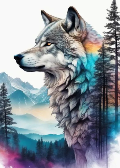 GLXPOG Diamond Painting Wolf 5D Diamant Painting Bilder Set, Fantasy Kulisse