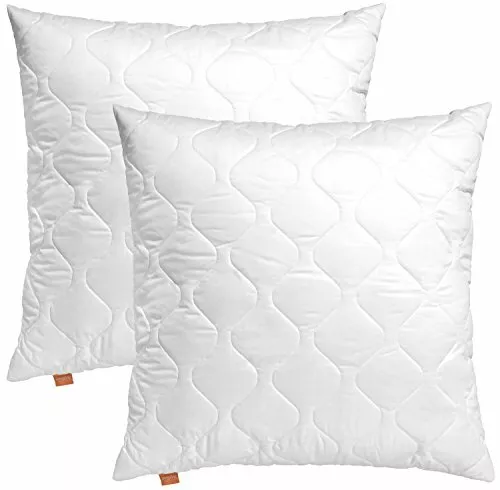 Lot de 2 Oreillers en Microfibre 60 x 60 cm, Blanc