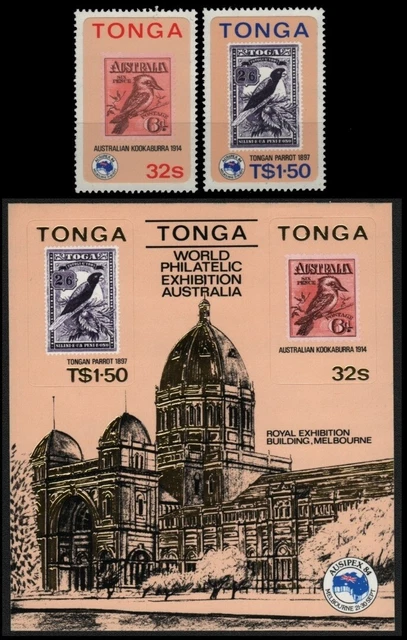 Tonga 1984 - Mi-Nr. 898-899 & Block 5 ** - MNH - Marke auf Marke