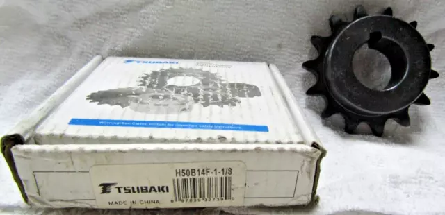 👍New Tsubaki 14 Tooth Sprocket 1.12" Bore 5/8" Pitch H50B14F-1-1/8