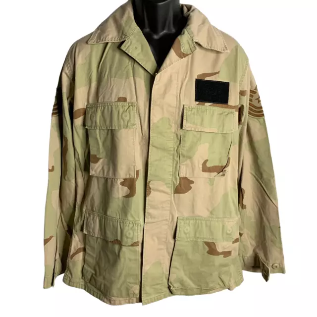 US Army Military BDU Uniform Shirt M Desert Sand Camo Combat Buttons Pockets