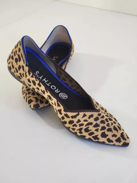 ROTHY'S Women's Leopard Cheetah Animal Print Pointed Ballet Flat Shoes. Sz 10.5