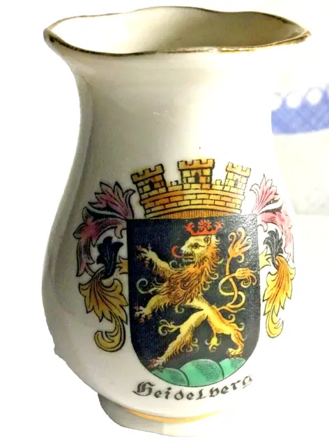 schöne.alte kleine Vase Blumenvase Andenkenporzellan Porzellan Wappen Heidelberg