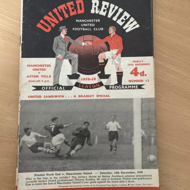 Man Utd V Aston Villa 1958/59 Div 1 Bobby Charlton