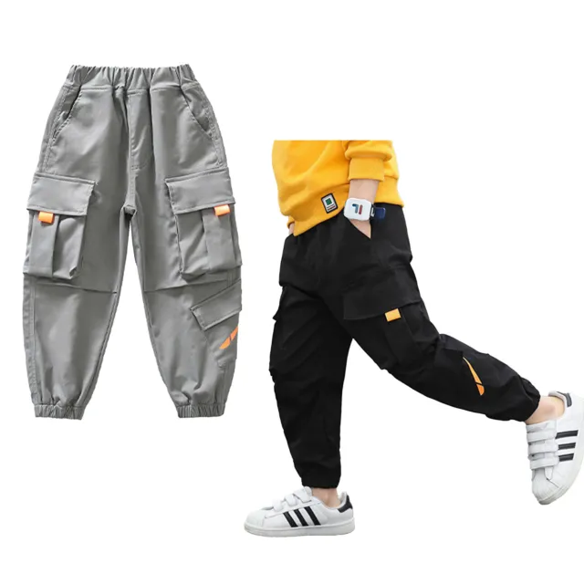 Kids Boys Casual Jogger Pants Elastic Waistband Ankle Banded Sports Trousers