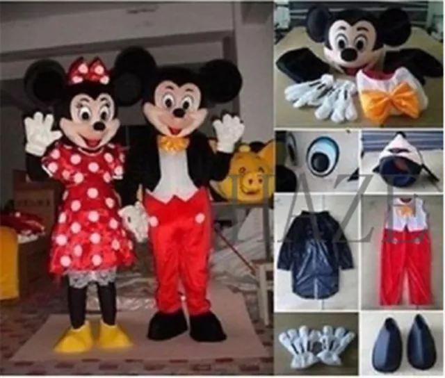 Mickey and Minnie Mouse Cosplay Mascot Halloween Costume Party Fancy Dress