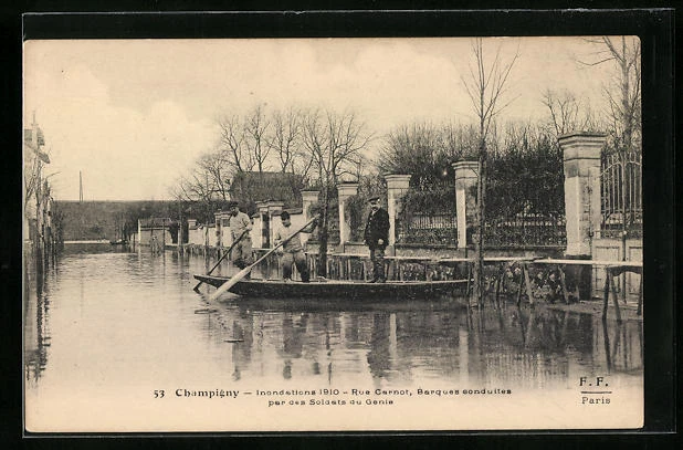 CPA Champigny, Inondations 1910, Rue Carnot