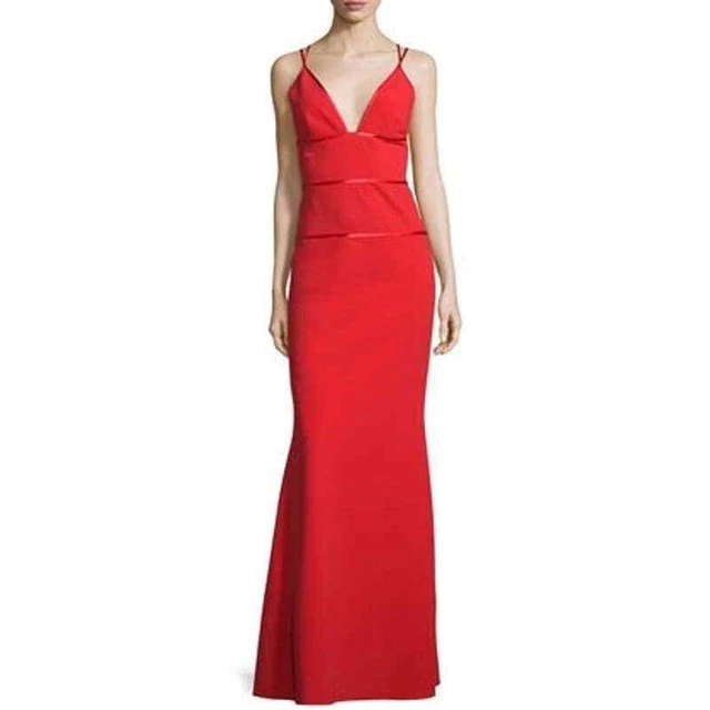 Jill Stuart Red Strappy V-Neck Gown Size 0