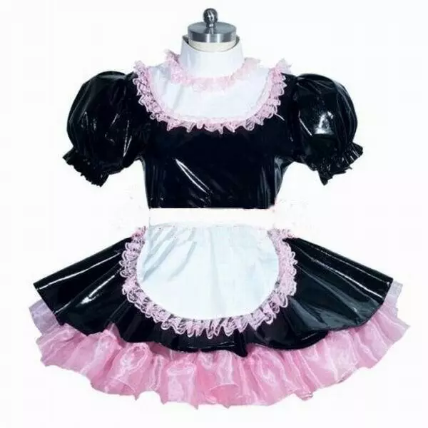 BLACK SISSY MAID Girl lockable pvc Dress cosplay costume Tailor-made £ ...