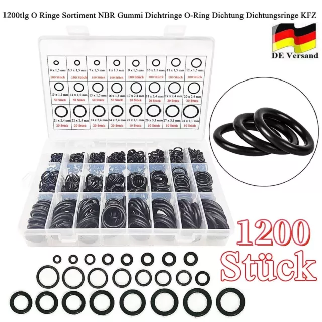 O Ring Sortiment NBR Gummi Dichtringe Im Set O-Ringe Oring Dichtung 1200 Stück