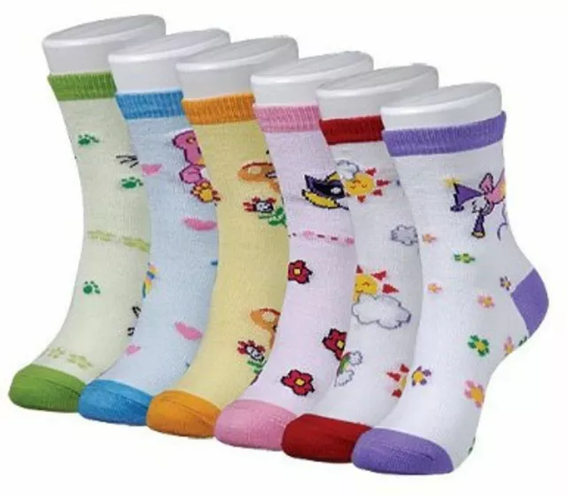 Neuf Lot Mixte 6 Paires Nouveauté Enfants Bébé Filles Chaussettes Équipage Taille 00-12 Mths 2