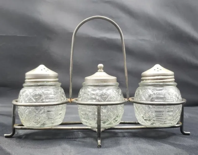 Vintage Pair Salt & Pepper Shakers, Condiment Set Silver Plated Made in England