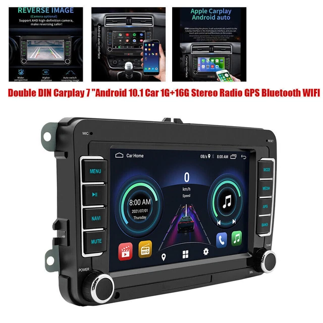Double DIN Carplay 7 "Android 10.1 Car 1G+16G Stereo Radio GPS  Bluetooth WIFI