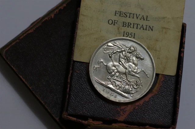 Uk Gb 5 Shillings 1951 Festival Of Britain In Original Box B51 #5Cg40