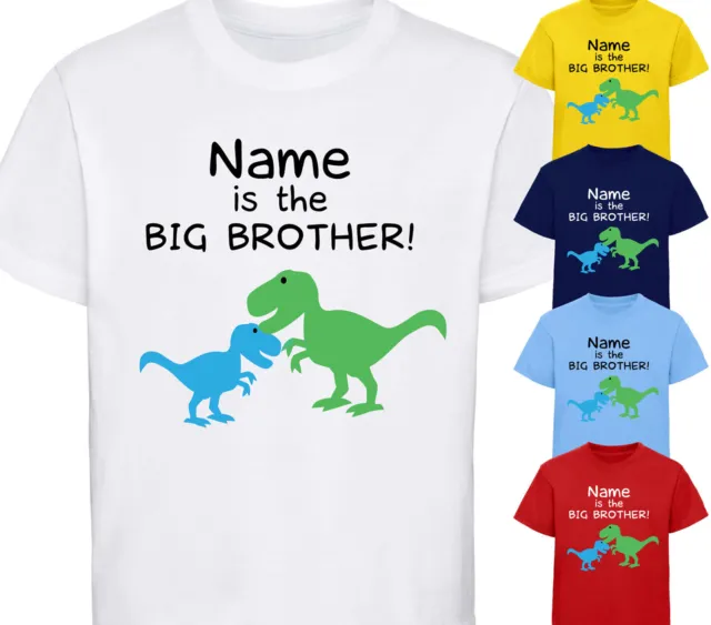 Personalised Big Brother Dinosaur T-Shirt Boys Kids Childrens Tshirt Top Gift