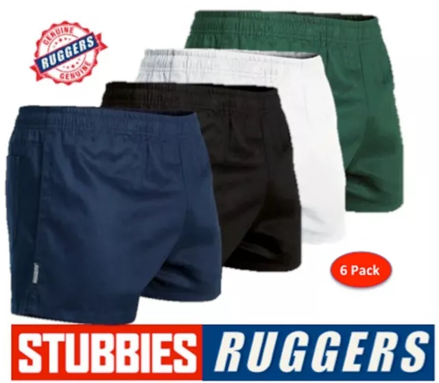 6 Pack -*Genuine* Stubbies Ruggers Elastic Waist Drill Mens Work Shorts - Se2060