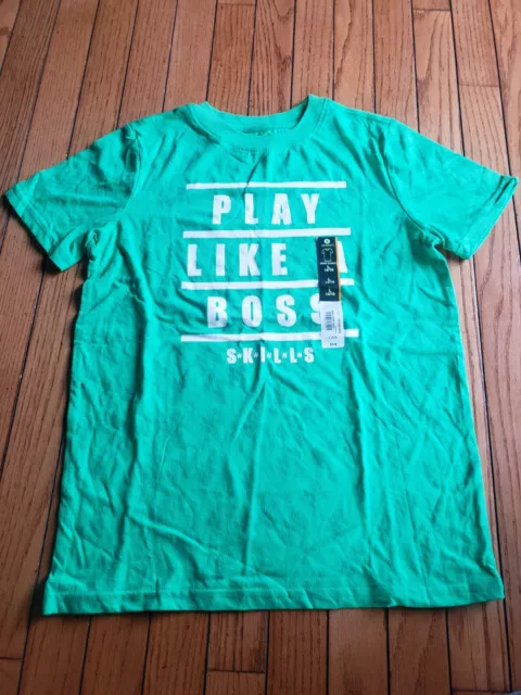 NWT Xersion Boy's T-Shirt Play Like a Boss Skills Green Size Large 14-16