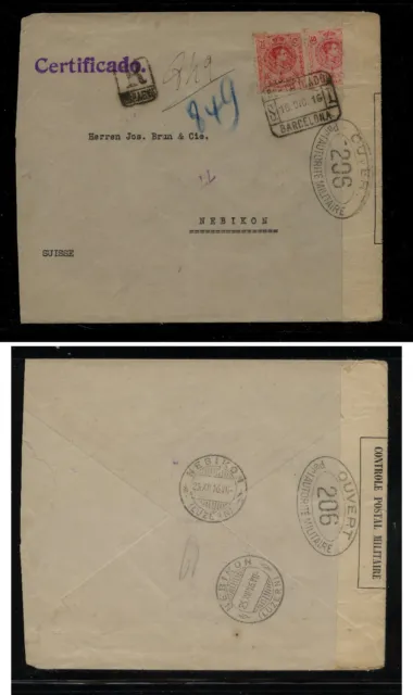 Spain   censor registered cover to Switzerland   1916         KL0402