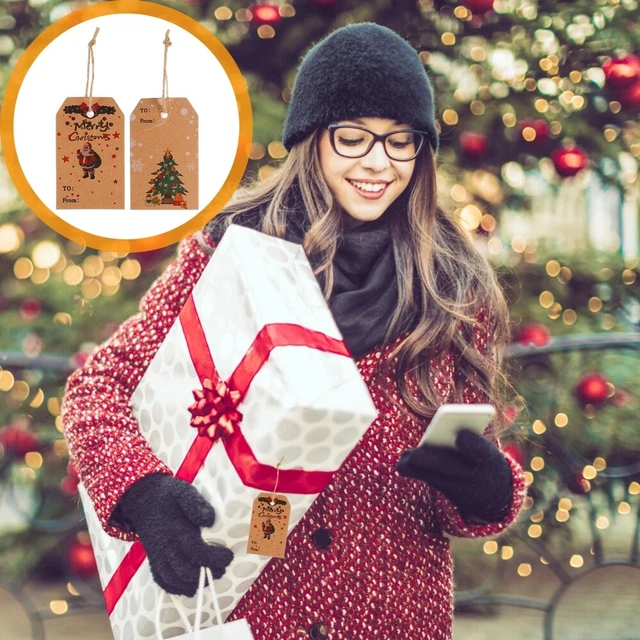 Etiqueta remolque de regalo etiquetas Kraft Navidad placas de identificación papel Kraft