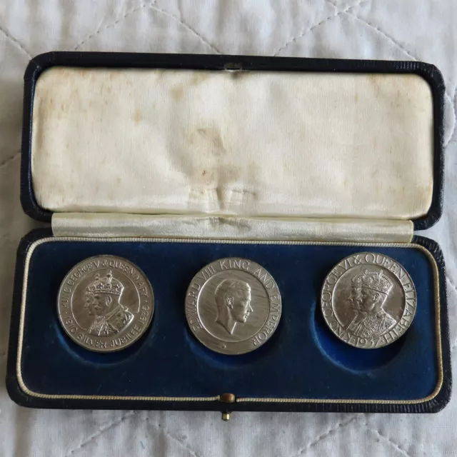 1935 - 1937 Edward Viii - Kgv - Kgvi Uniface 3 Silver Medal Set By W H Hasler