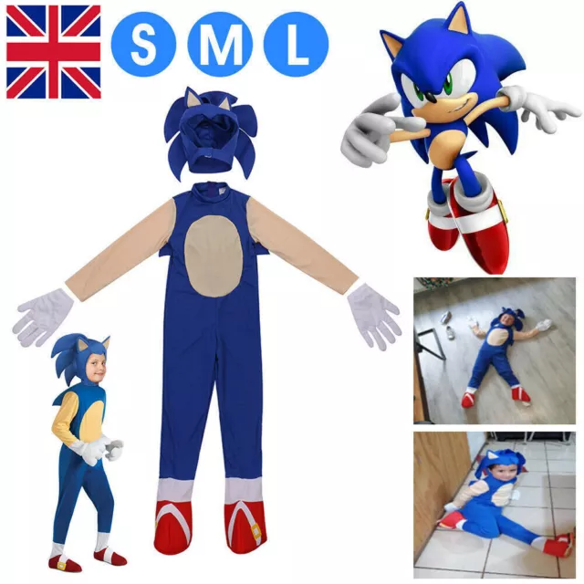 Kids Boys Sonic The Hedgehog Jumpsuit Cosplay Costume Fancy Dress Party Outfits