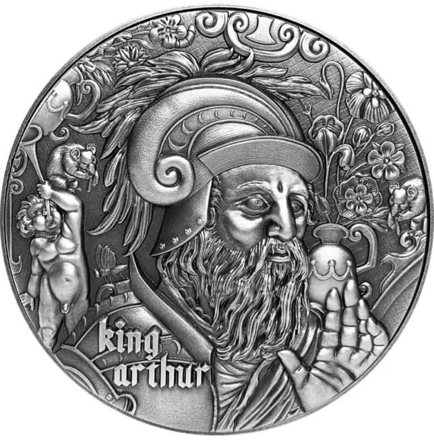 2+11.5 Oz KING ARTHUR Nine Worthies 2020 Silver 5000 Francs Tchad