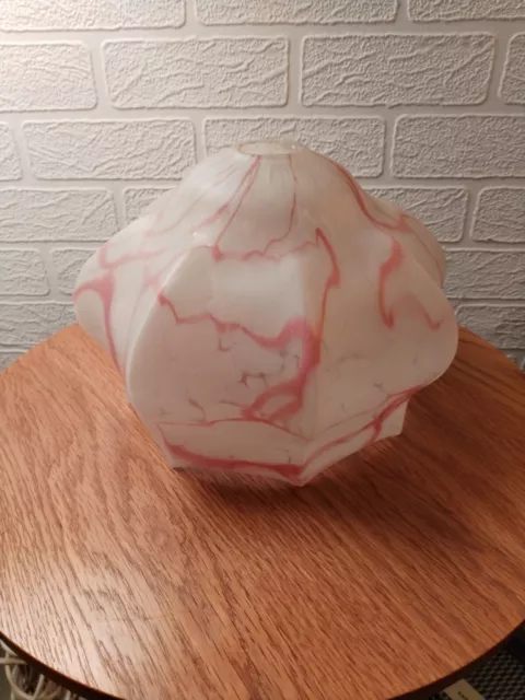 Art Deco Opaque Glass Pink Marbled Lamp/Light Shade