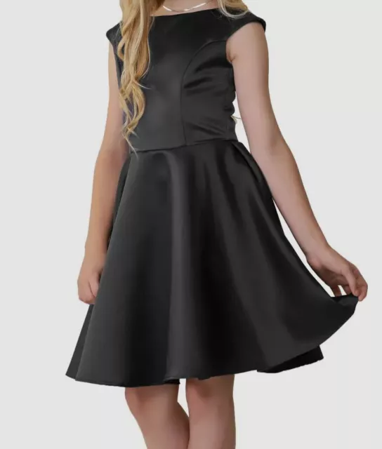 $230 Un Deux Trois Kid's Girl's Black Cap Sleeve Dress Size 14