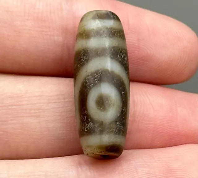 Very Rare Ancient Indo Tibetan Eye Dzi Agate Genuine Old Bead
