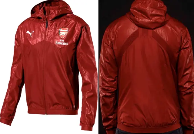 Arsenal Afc Vent Thermo-R J Training/Rain Hded Jackt*Size-M*Red Dahlia(Last One)