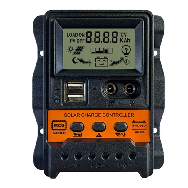 Regolatore Carica Solare 30A 12V24V Pannello Solare Regolatore Batteria Auto 2 USB LCD P8A9