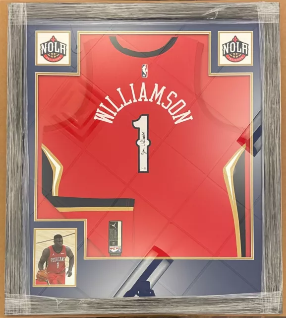 FRAMED Autographed/Signed ZION WILLIAMSON 33x42 White Nike Jersey Fana –  Super Sports Center