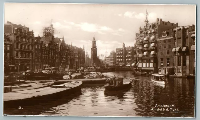 Nederland, Amsterdam, Amstel b. d. Munt.  Vintage silver print. Pays Bas. Nederl