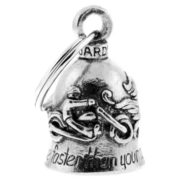 Biker Motorrad Guardian Bell Glocke Glücksbringer - ANGEL FLY Key Ring Anhänger